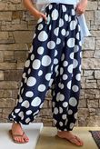 Basso Big Dot Balloon Cuff Pant Navy & White